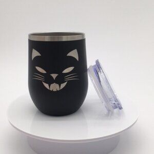 Polar Camel 12 oz. Customized Halloween Cat Stemless Wine Tumbler